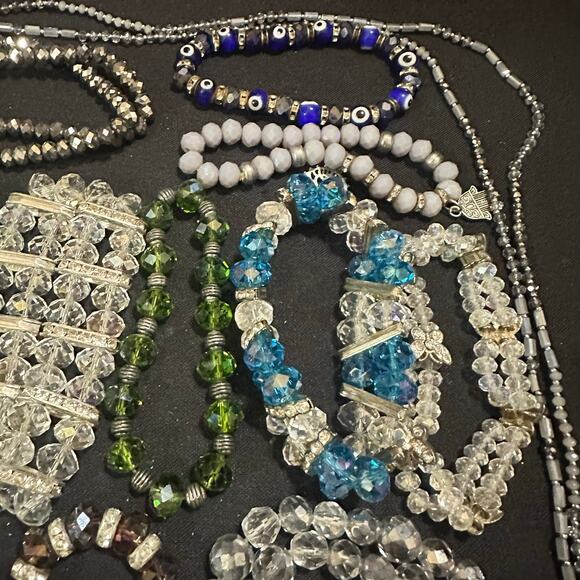 Bundle Jewelry lot 14 pc. All glass beads beaded bracelets necklaces - Picture 9 of 10